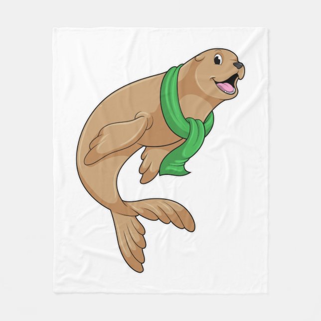 Seal with Scarf Fleece Blanket (Front)