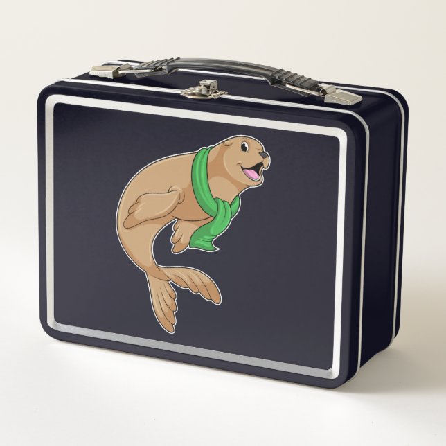 Seal with Scarf Metal Lunch Box (Front)