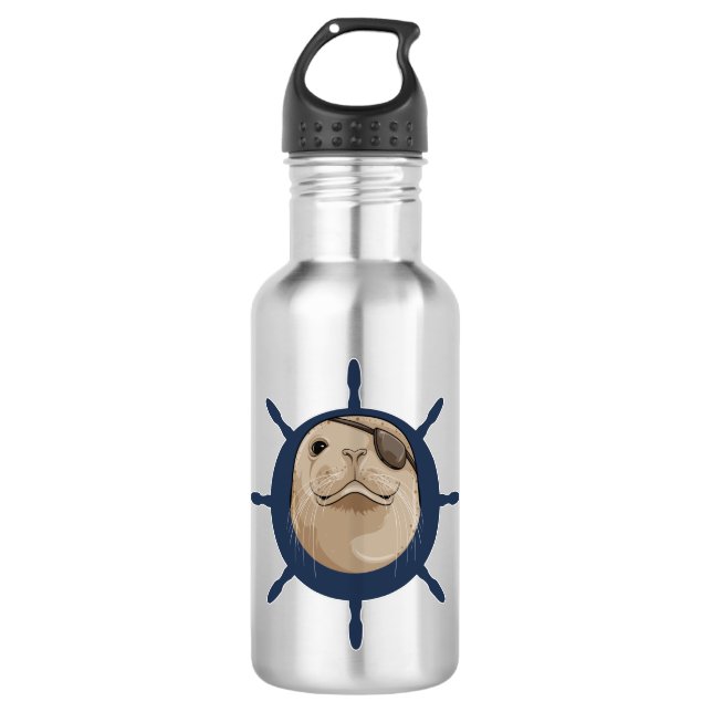 Seal with Ship rudder 710 Ml Water Bottle (Front)
