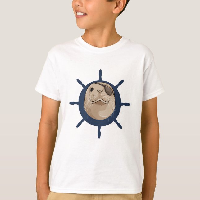 Seal with Ship rudder T-Shirt (Front)