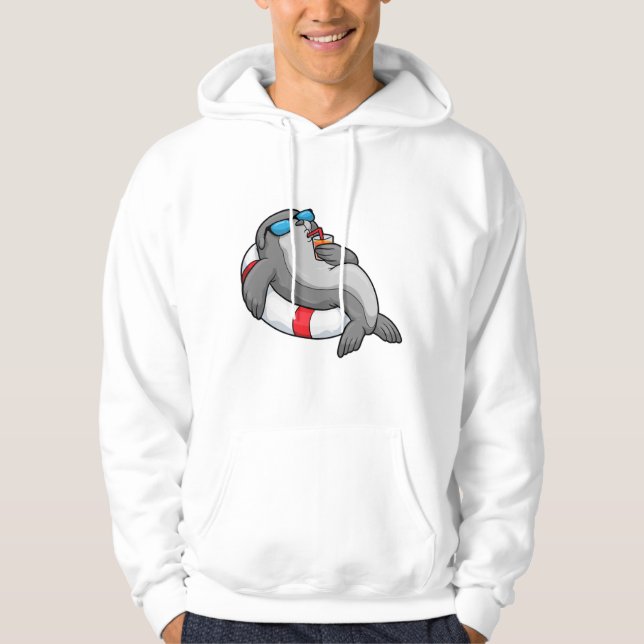 Seal with Swim ring & Drink Hoodie (Front)