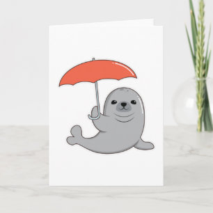 Seal with Umbrella Card