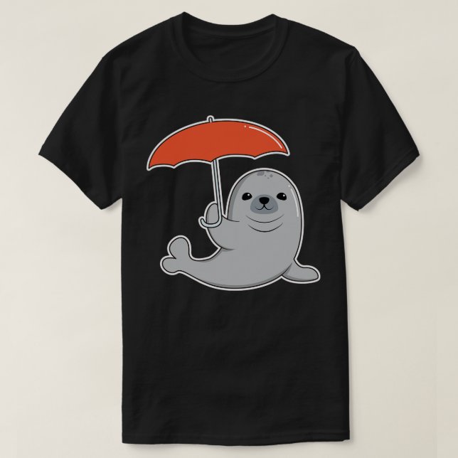 Seal with Umbrella T-Shirt (Design Front)