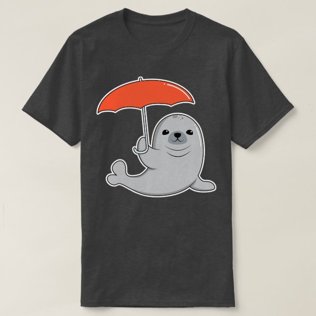 Seal with Umbrella T-Shirt (Design Front)