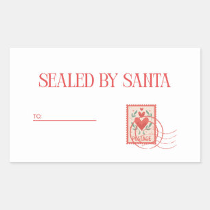 Sealed By Santa Red and White Christmas Gift Rectangular Sticker