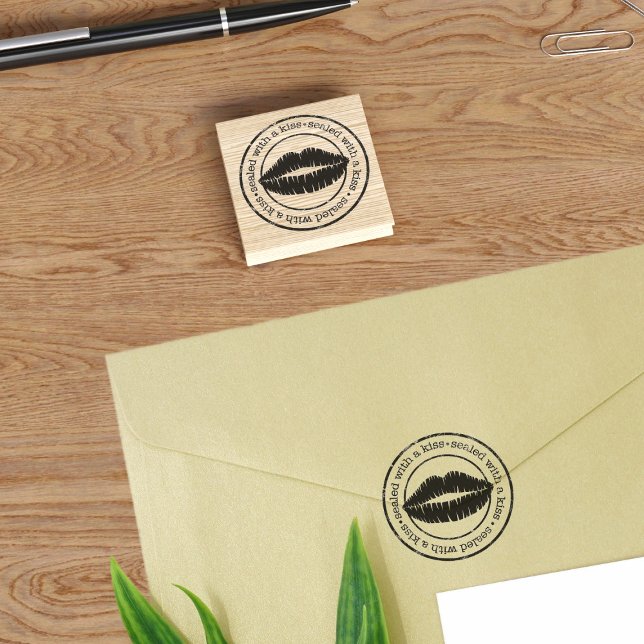 Sealed with a Kiss 2" Rubber Stamp (Sealed with a kiss rubber stamp just for you)