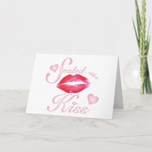 Sealed with a Kiss and Hearts Holiday Card