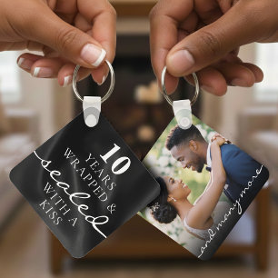 Sealed with a Kiss Black 10th Birthday Anniversary Key Ring