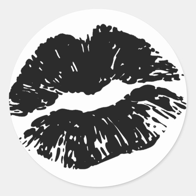 Sealed With A Kiss Black Lip Print Kiss Sticker (Front)