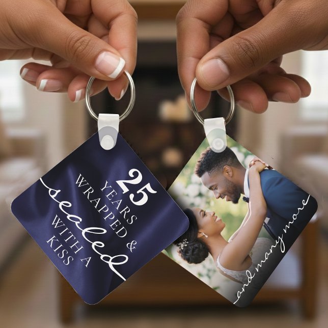 Sealed with a Kiss Blue 25th Birthday Anniversary Key Ring (Creator Uploaded)