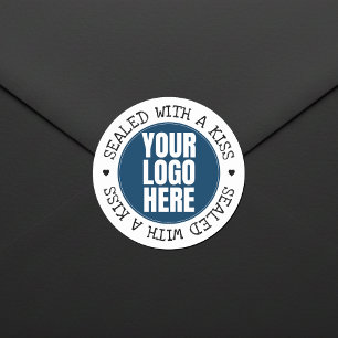 Sealed with a Kiss Business Logo Photo Classic Round Sticker