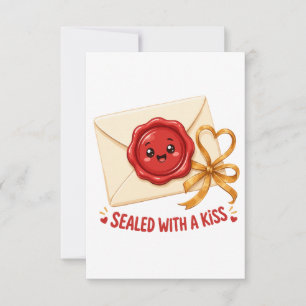 Sealed With A Kiss Cute Love Letter Design RSVP Card