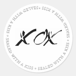 Sealed With A Kiss Faux Embossed Hearts and Hug Classic Round Sticker