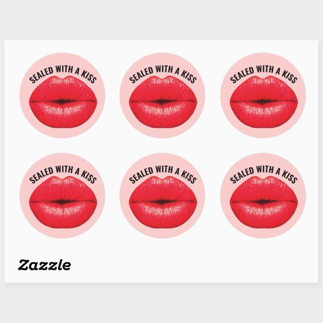 SEALED WITH A KISS, KISSY RED LIPS STICKERS (Sheet)