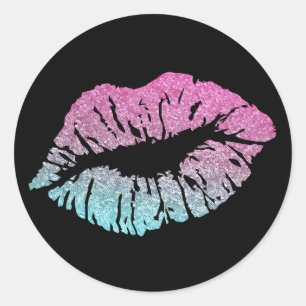 Sealed with a Kiss  Lip Print Round Stickers