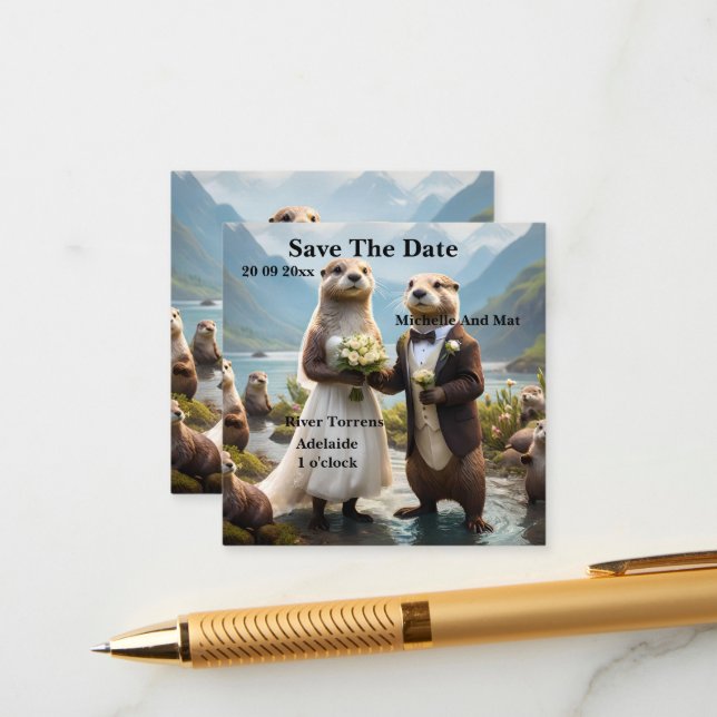 **"Sealed with a Kiss: Otterly in Love"** Enclosure Card (Front/Back In Situ)