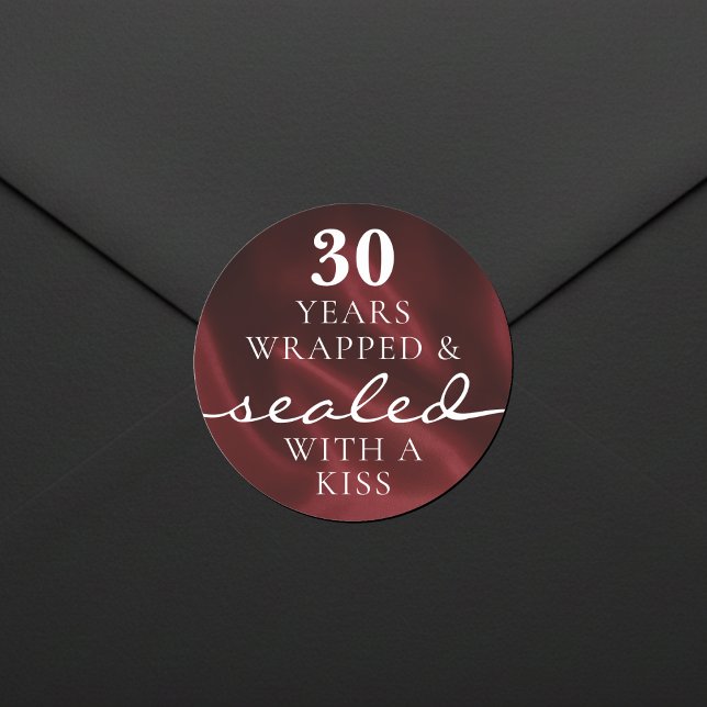 Sealed with a Kiss Red 30th Birthday Anniversary Classic Round Sticker (Creator Uploaded)