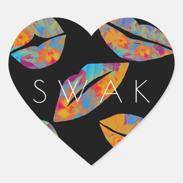 Sealed With A Kiss - Tropical Style Heart Sticker (Front)