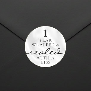 Sealed with a Kiss White 1st Birthday Anniversary Classic Round Sticker
