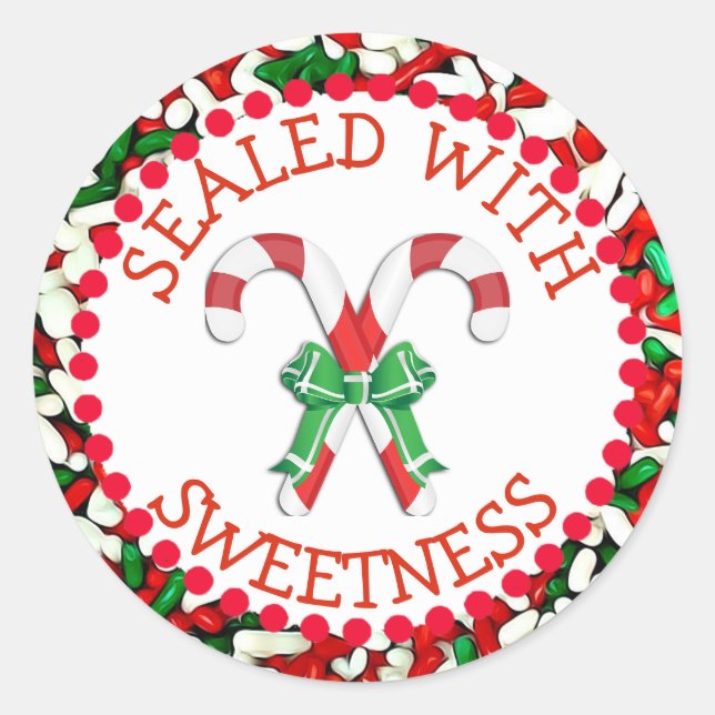 Sealed with Sweetness Candy Cane Holidays Stickers (Front)