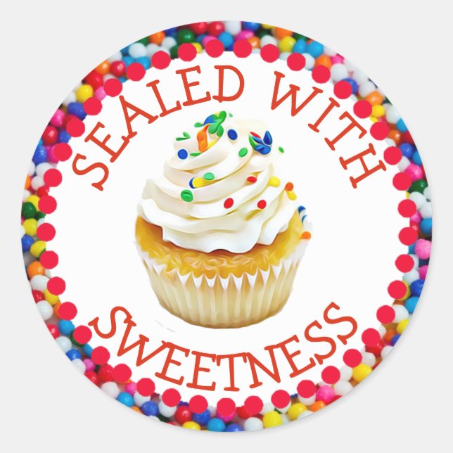 Sealed with Sweetness Vanilla Cupcake Stickers (Front)