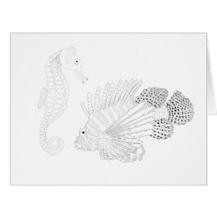 Sealife Adult Colouring Big Card