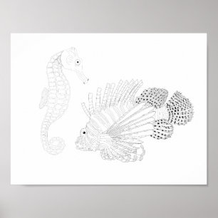 Sealife Adult Colouring Poster