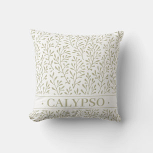 Sealife Decor Algae. Grey Olive. Outdoor Pillow