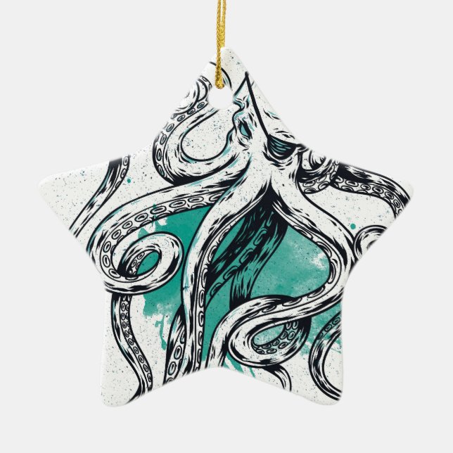 Sealife Octopus Ceramic Ornament (Front)