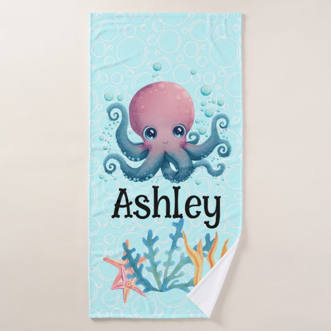 Sealife octopus personalised towel (Bath Towel)