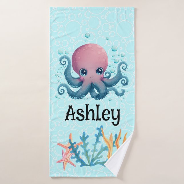 Sealife octopus personalised towel (Bath Towel)
