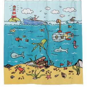 Sealife Under The Sea Nautical Shower Curtain