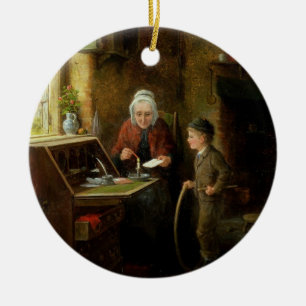 Sealing a Letter, 1890 (oil on panel) Ceramic Ornament