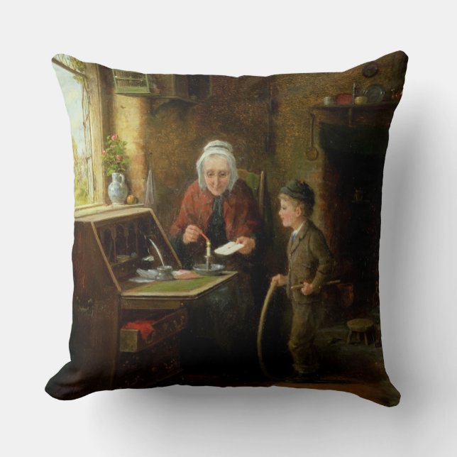 Sealing a Letter, 1890 (oil on panel) Cushion (Front)