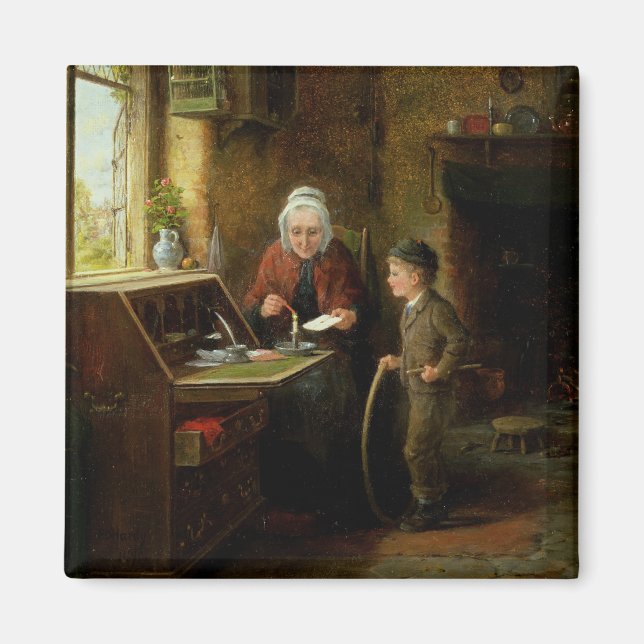 Sealing a Letter, 1890 (oil on panel) Magnet (Front)