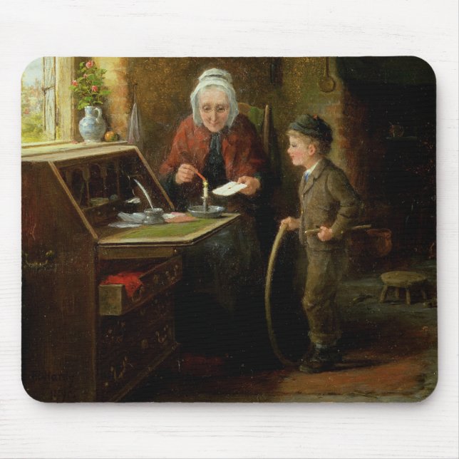 Sealing a Letter, 1890 (oil on panel) Mouse Pad (Front)