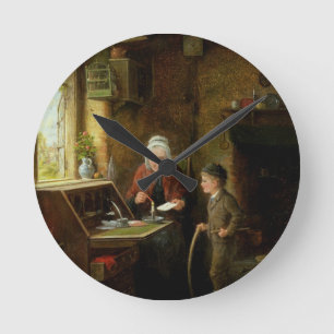 Sealing a Letter, 1890 (oil on panel) Round Clock
