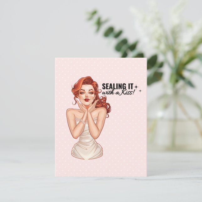 Sealing it with a kissess! RSVP card (Standing Front)