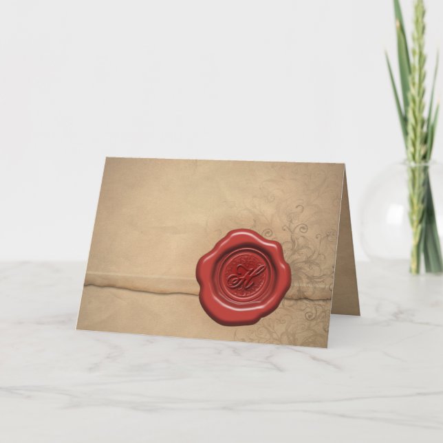 Sealing wax monogram: Letter H Note Card (Front)