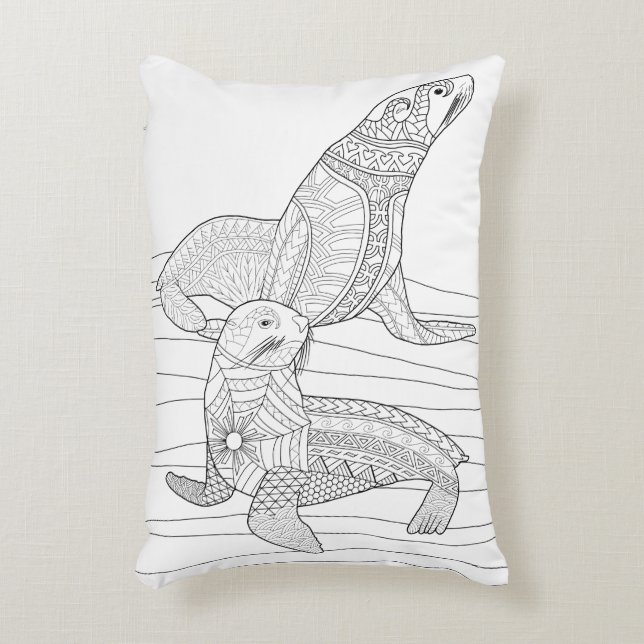 Seals Adult Colouring Pillow (Front(Vertical))