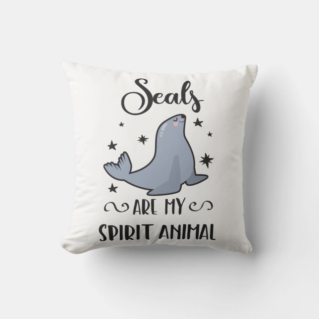 Seals Are My Spirit Animal Cute Seal Lover Cushion (Front)