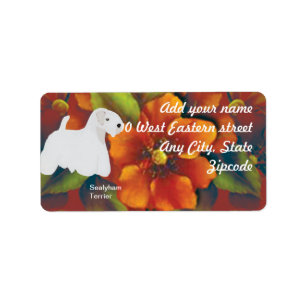 Sealyham Terrier - Autumn Floral Design Label