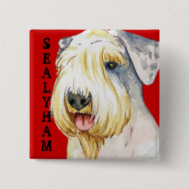 Sealyham Terrier Colour Block 15 Cm Square Badge (Front)