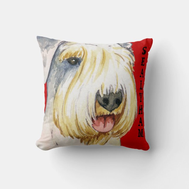 Sealyham Terrier Colour Block Cushion (Front)