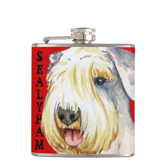 Sealyham Terrier Colour Block Hip Flask (Front)