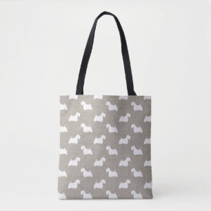 Sealyham Terrier Dog Breed Silhouettes Pattern Tote Bag