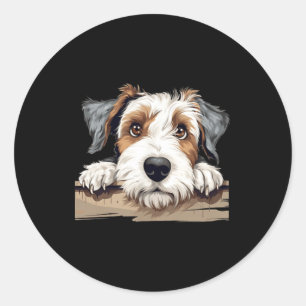 Sealyham Terrier Dog Mum Dad Peeking Puppy Classic Round Sticker