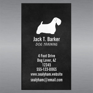 Sealyham Terrier Dog Silhouette Vertical Magnetic Business Card