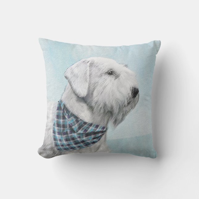 Sealyham Terrier Painting - Cute Original Dog Art Cushion (Front)