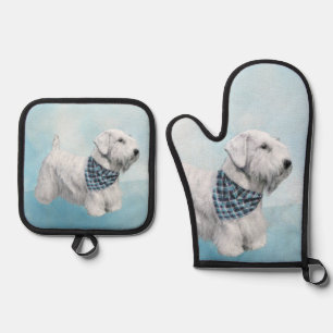 Sealyham Terrier Painting Cute Original Dog Art Oven Mitt & Pot Holder Set